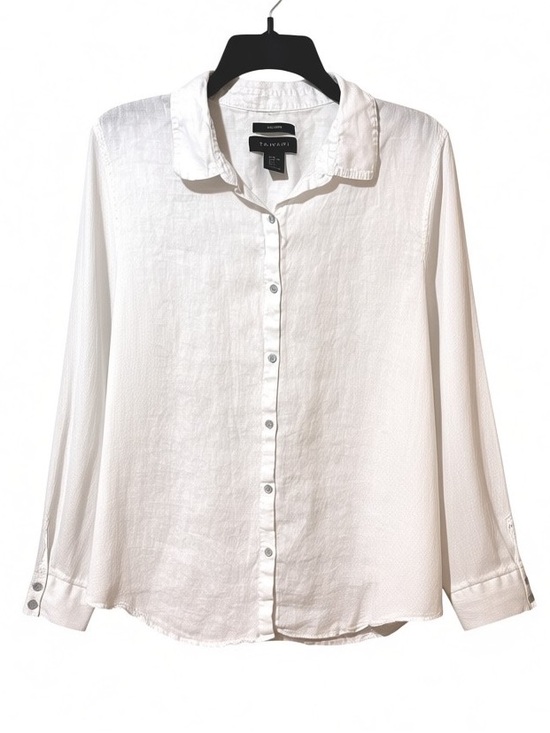 Tahari Tops - TAHARI 100% linen white long sleeve button front shirt size XL